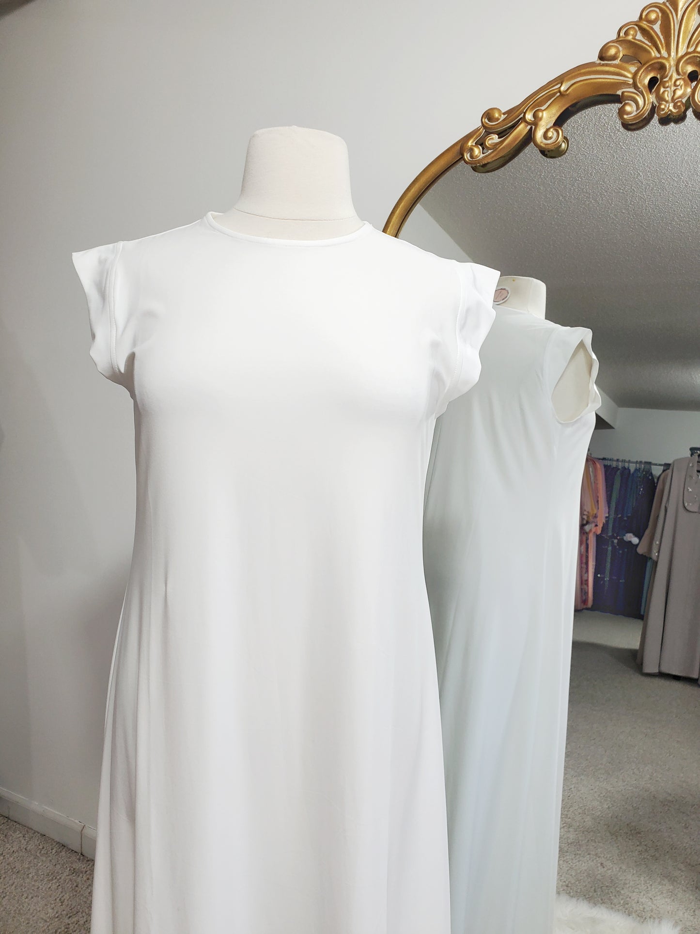 Lycra Jersey Cap Sleeve Under Abaya Slip - White