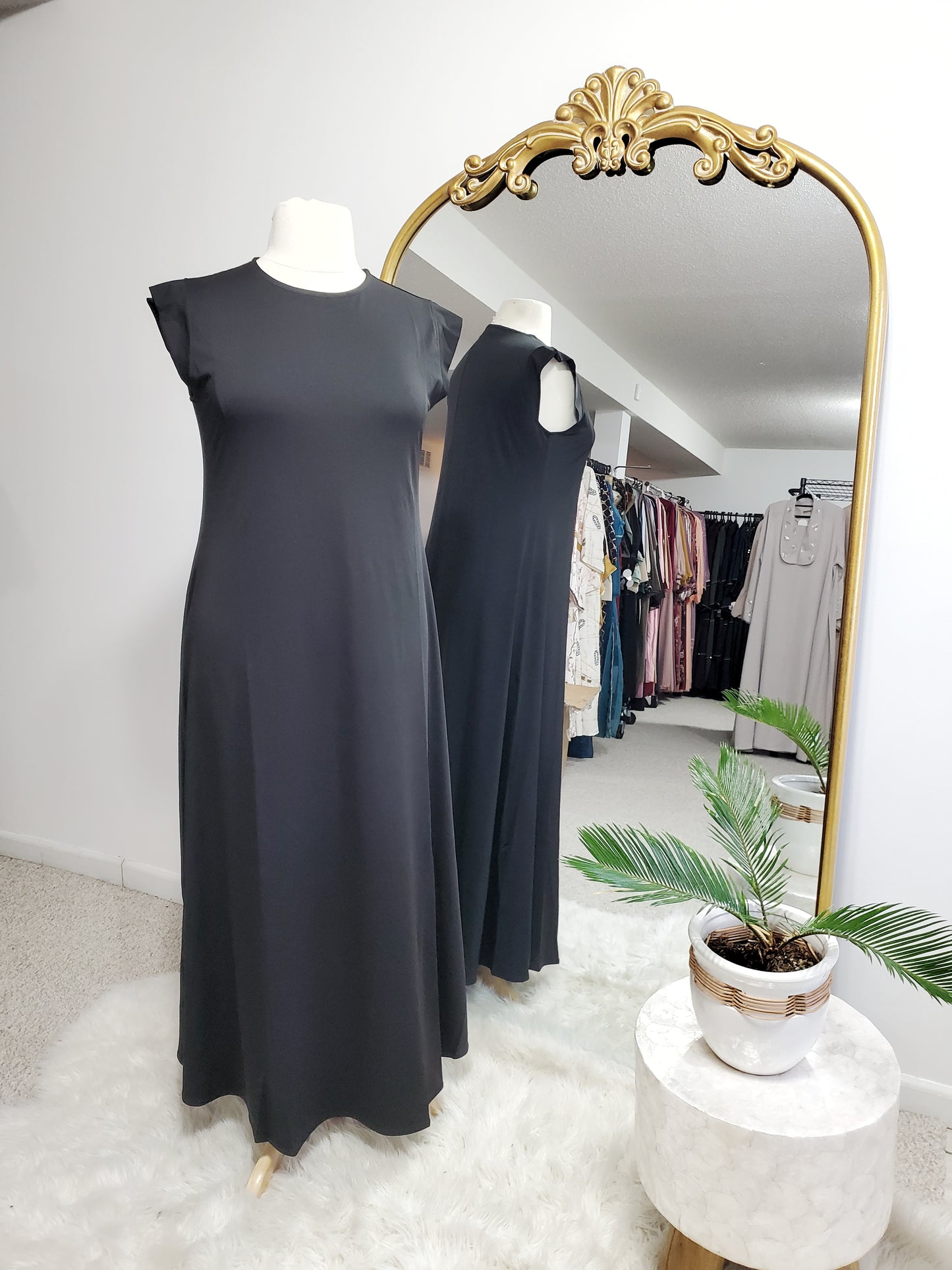 Lycra Jersey Cap Sleeve Under Abaya Slip - Black
