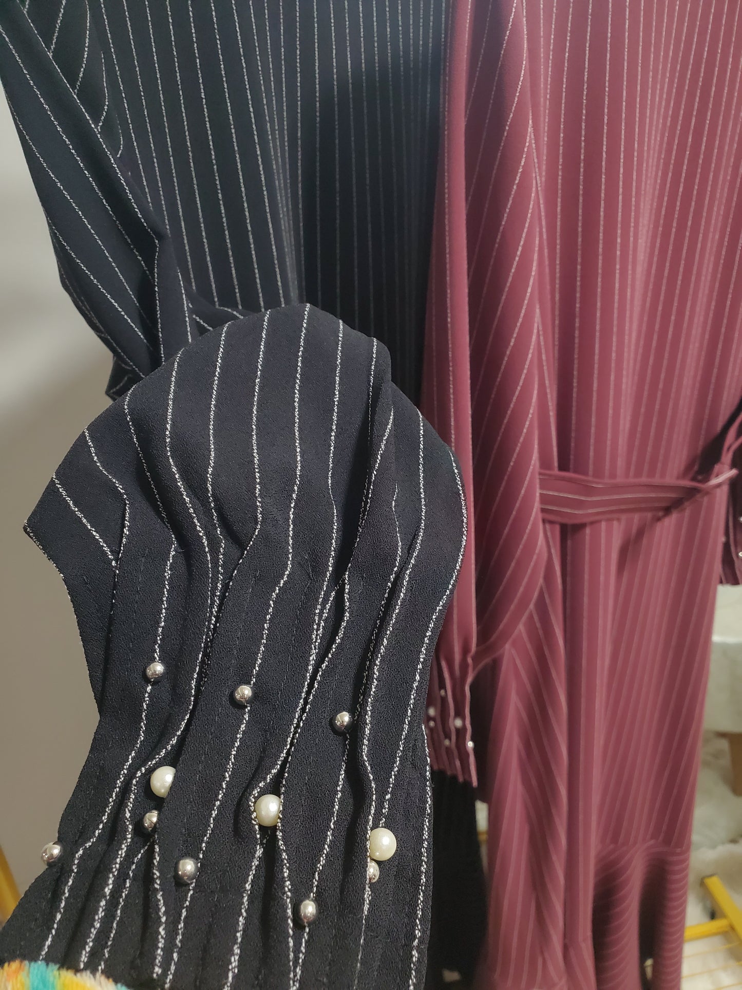 Striped Pearl Sleeve Dress - (2 Colors)