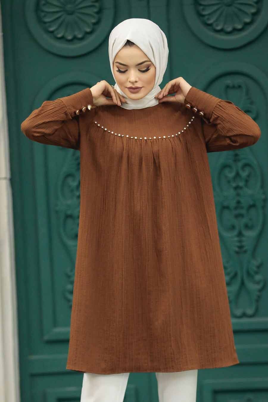 Pearl & Crystal Collar Tunic - (4 Colors)