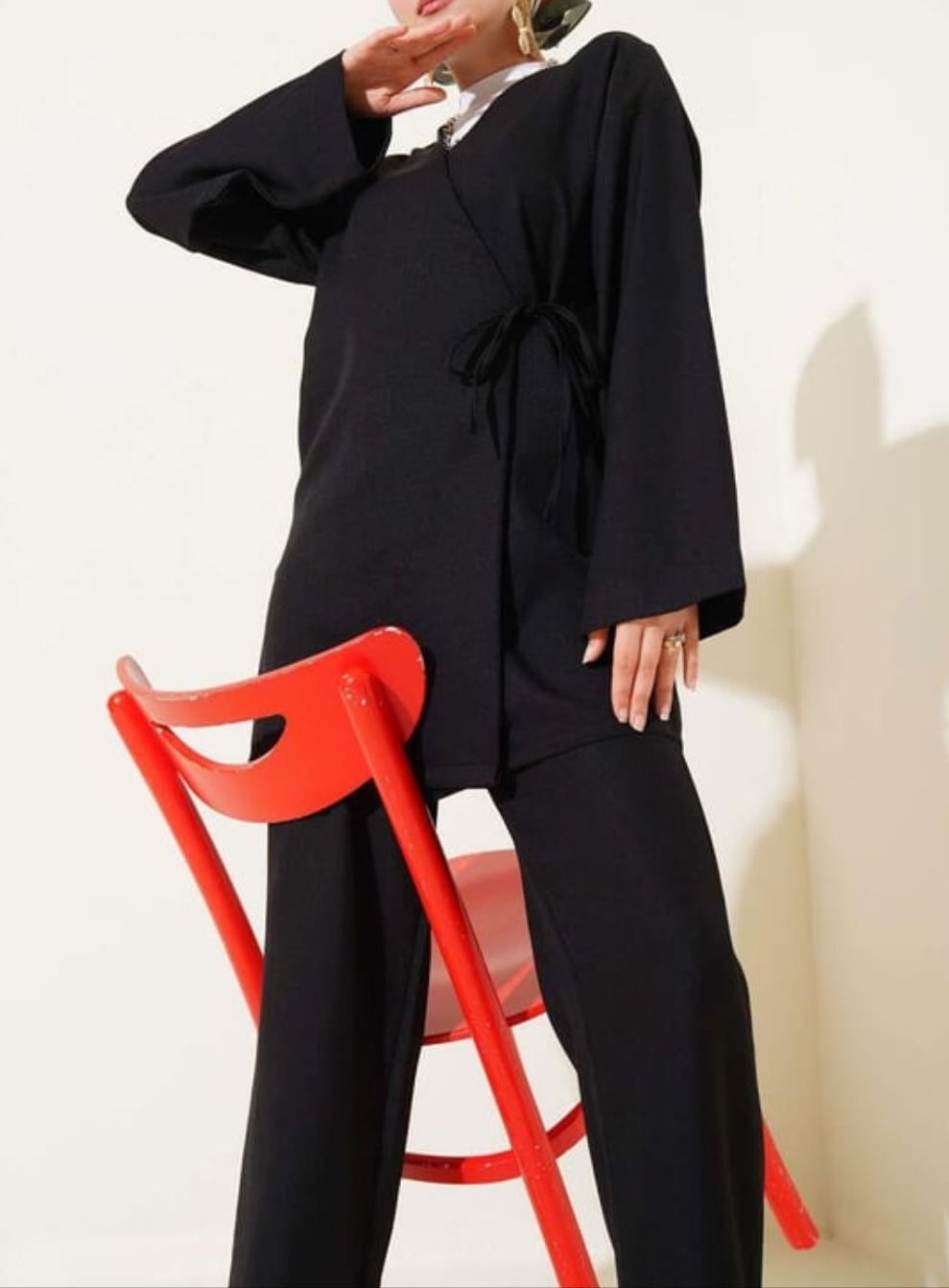 Wrap Side Tie 2pc Set - Black