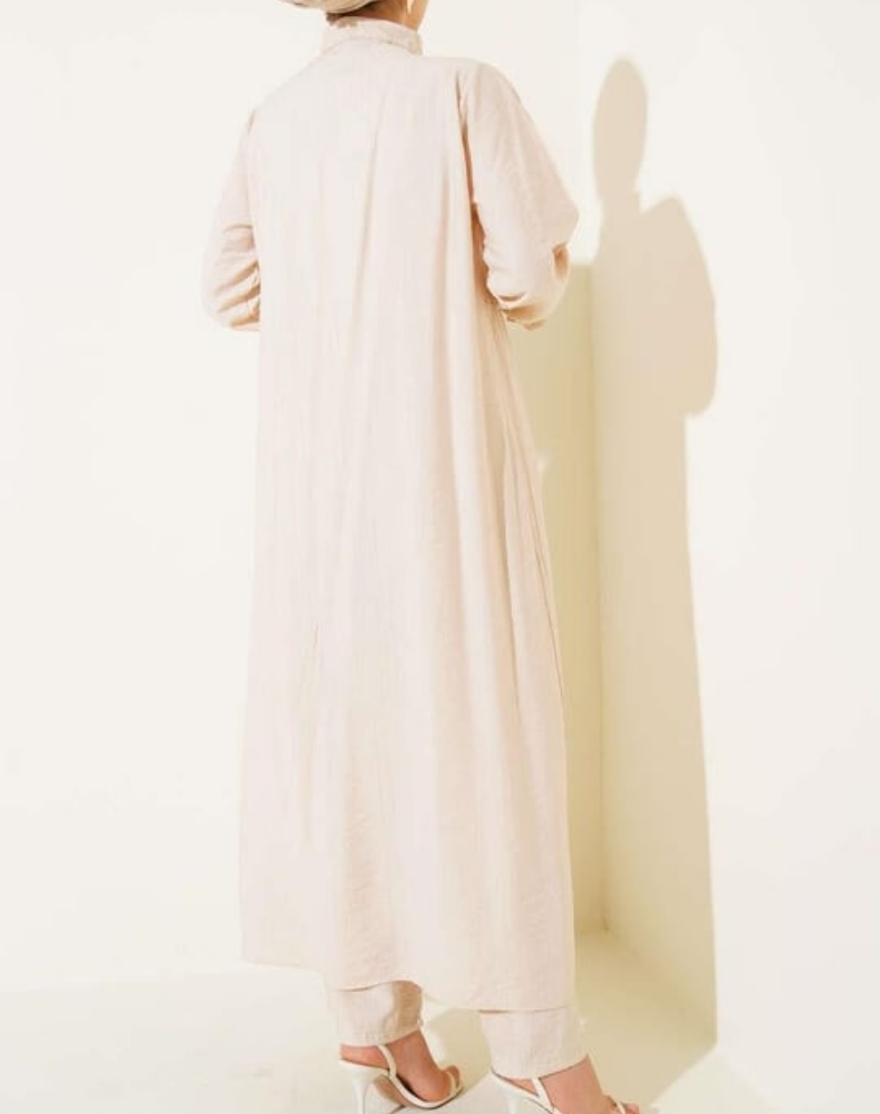 Maxi Half-Buttoned 2pc Set - Cream