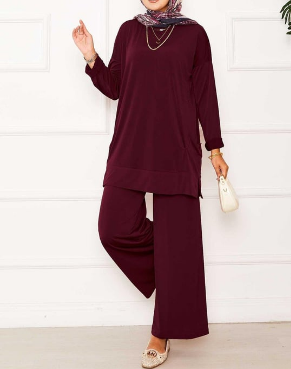 Comfy Casual 2pc Set w/ Pockets - Maroon