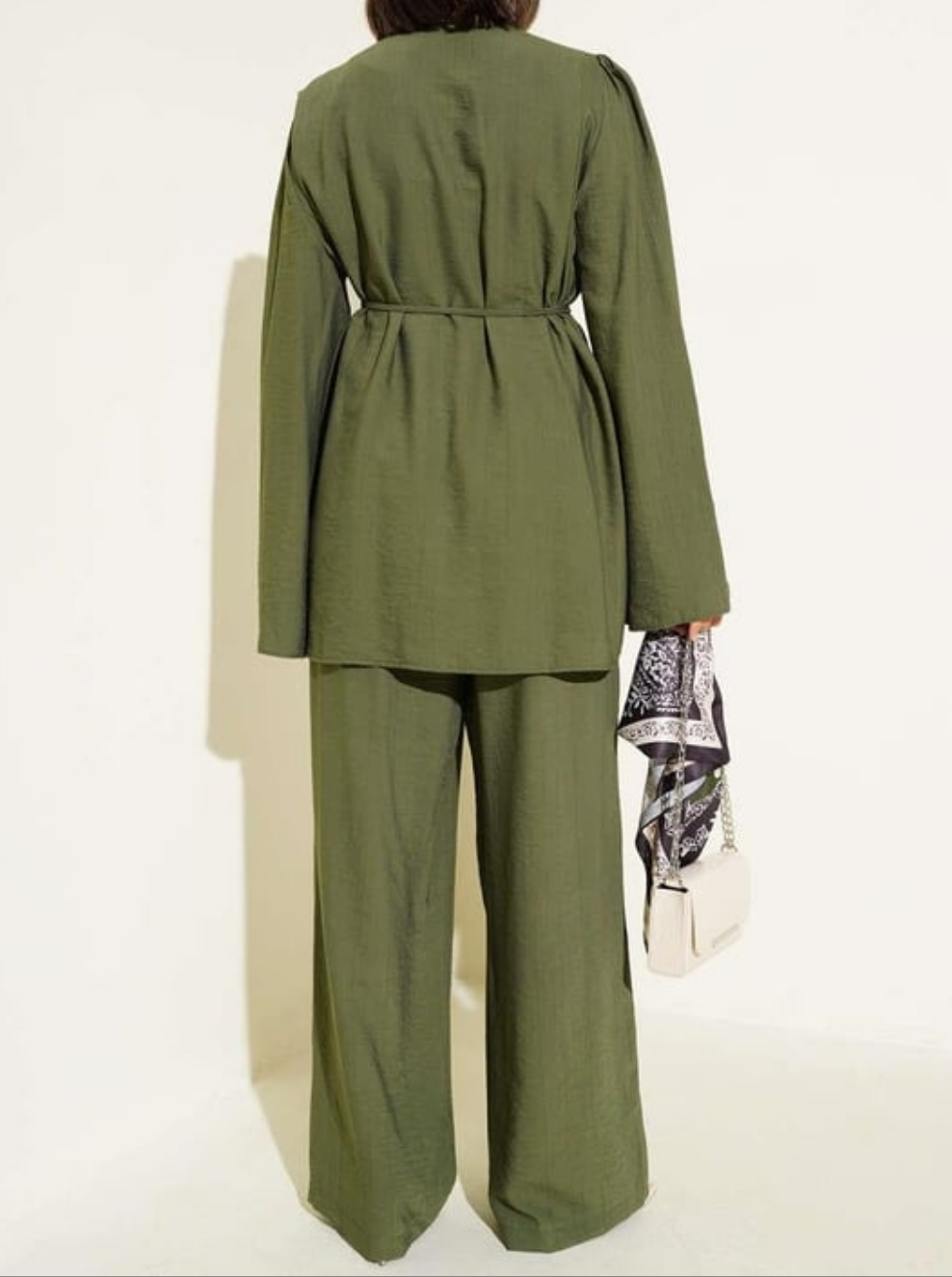 Button Detail 2pc Set -Olive