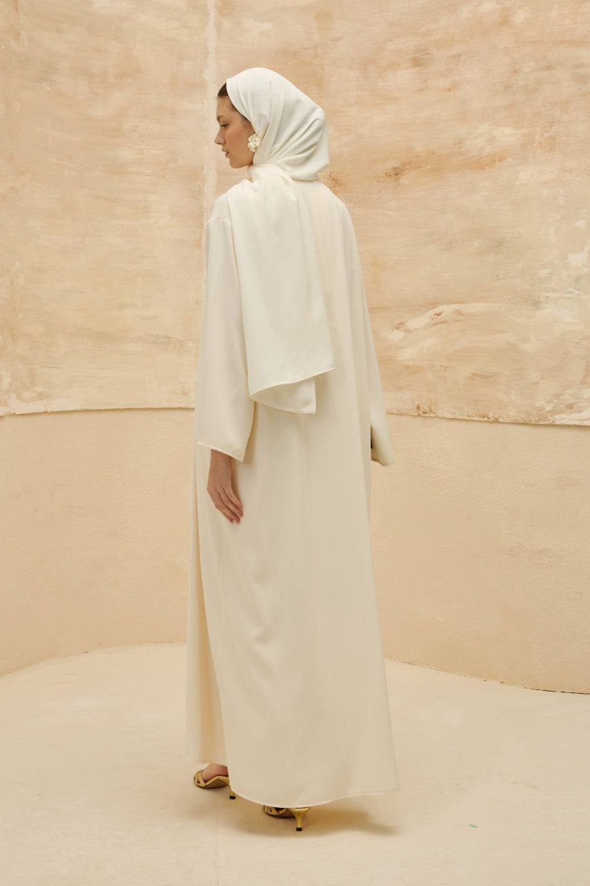 Fancy Elegant Open Abaya - Cream