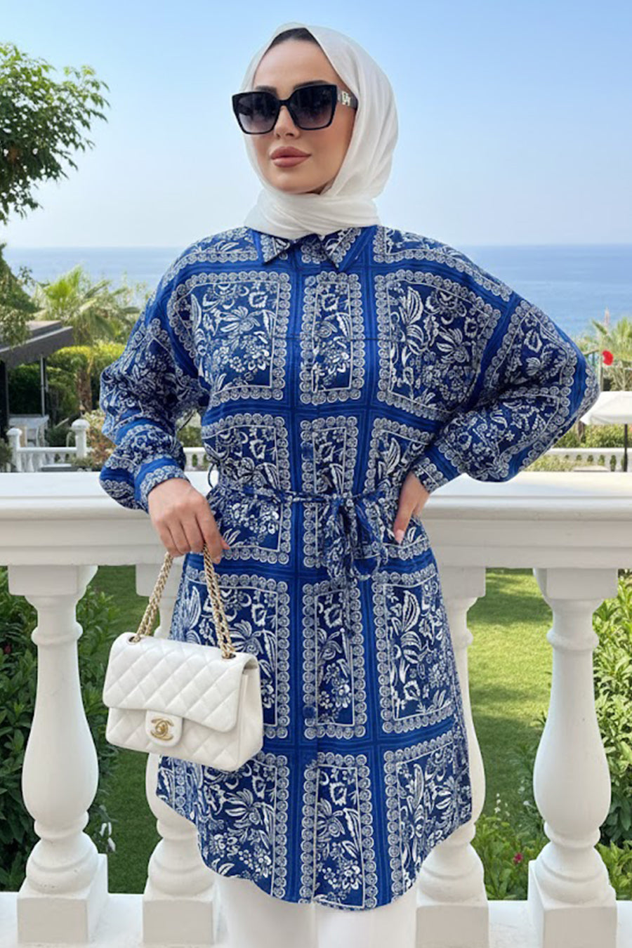 Moroccan Tiles Tunic - Blue