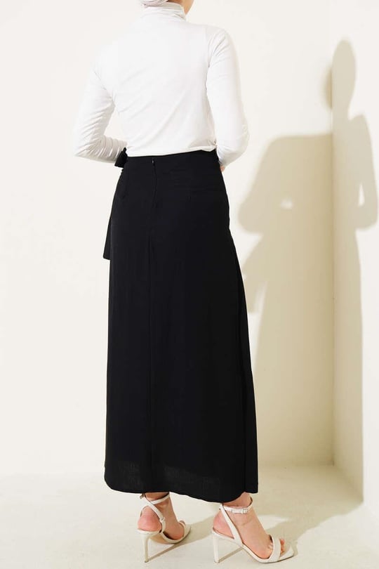 Side Tie Wrap Linen Skirt