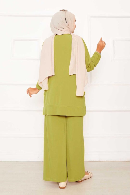 Comfy Casual 2pc Set w/ Pockets - Lime Green