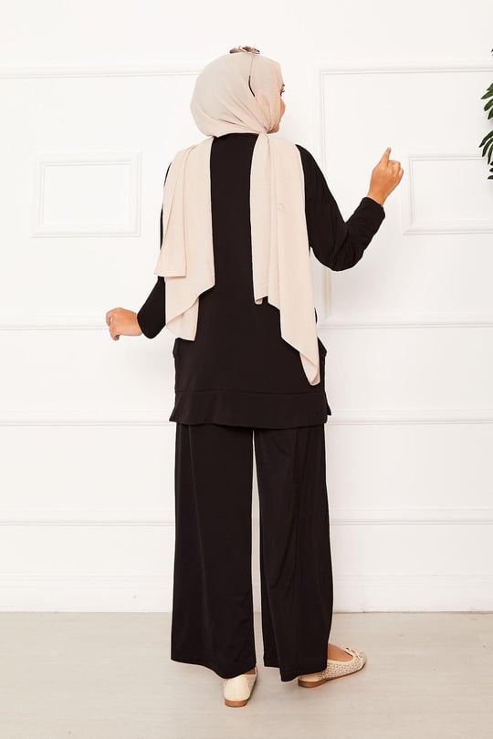 Comfy Casual 2pc Set w/ Pockets - Black