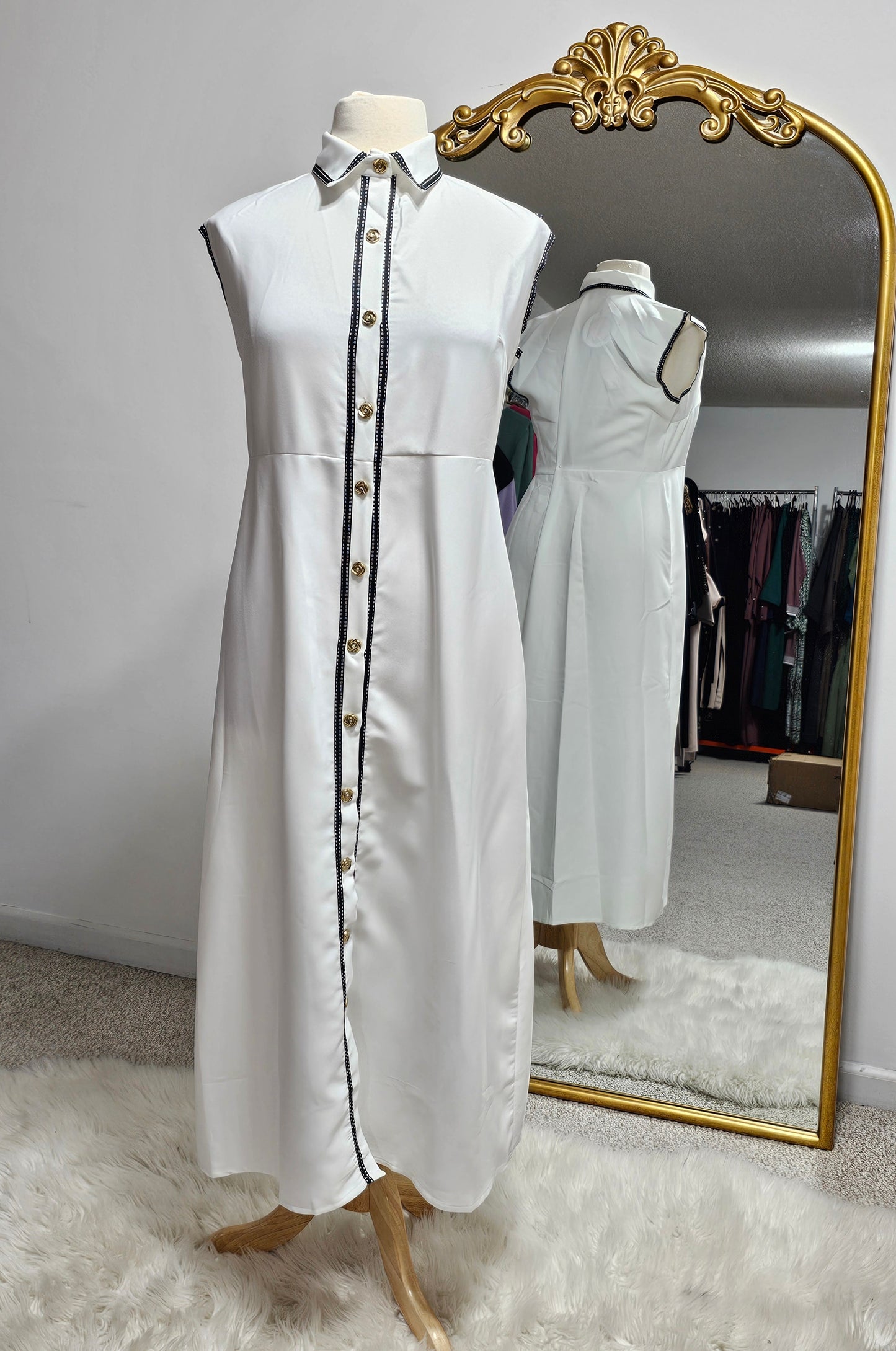 Formal 2 pc Notched Collar Dress / Abaya - Mint