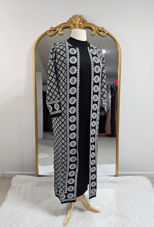 Maxi Knit Dress and Cardigan 2pc Set - Pattern 1