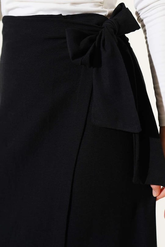 Side Tie Wrap Linen Skirt
