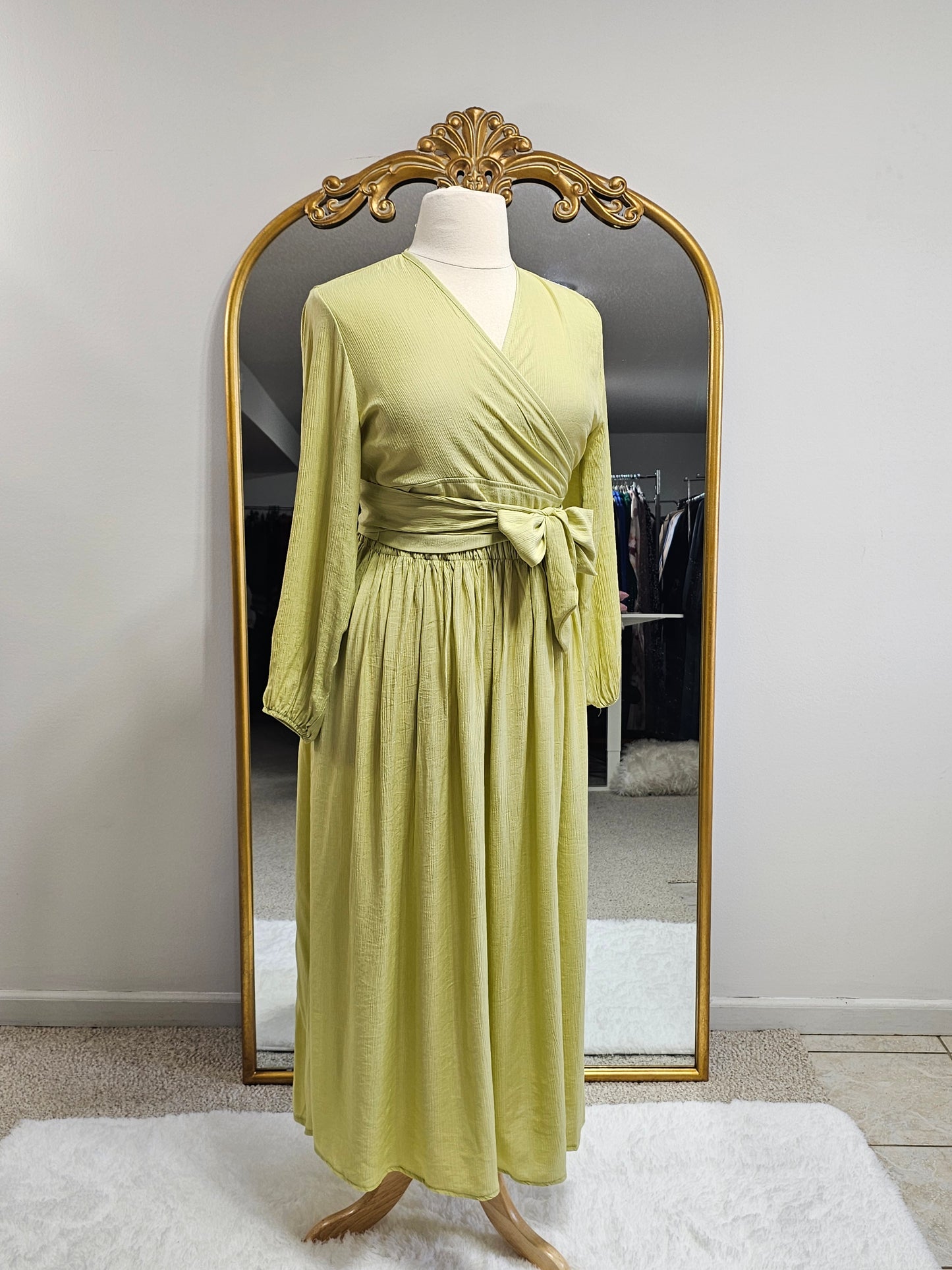 Wrap Side-Tie 2pc Set - Pale Lime Green