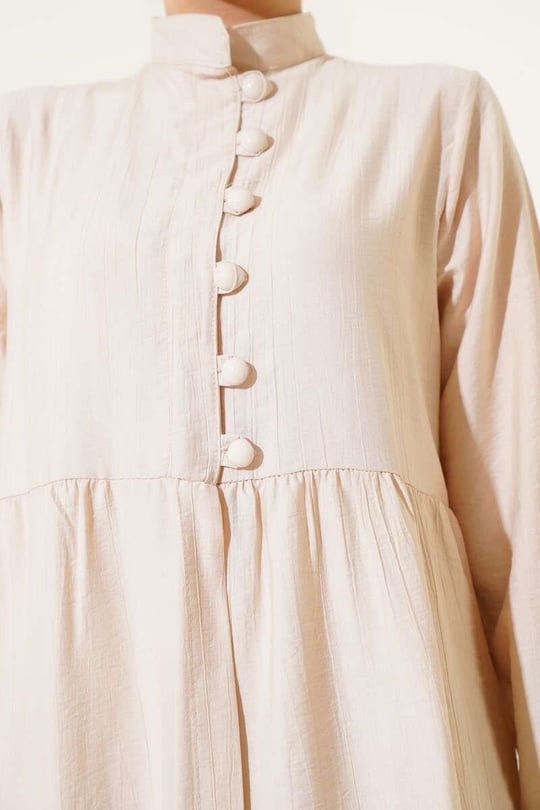 Maxi Half-Buttoned 2pc Set - Cream
