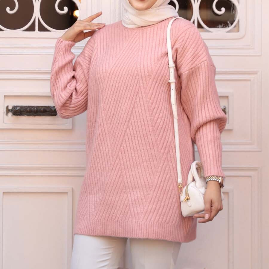 Chevron Knitted Tunic - Pink