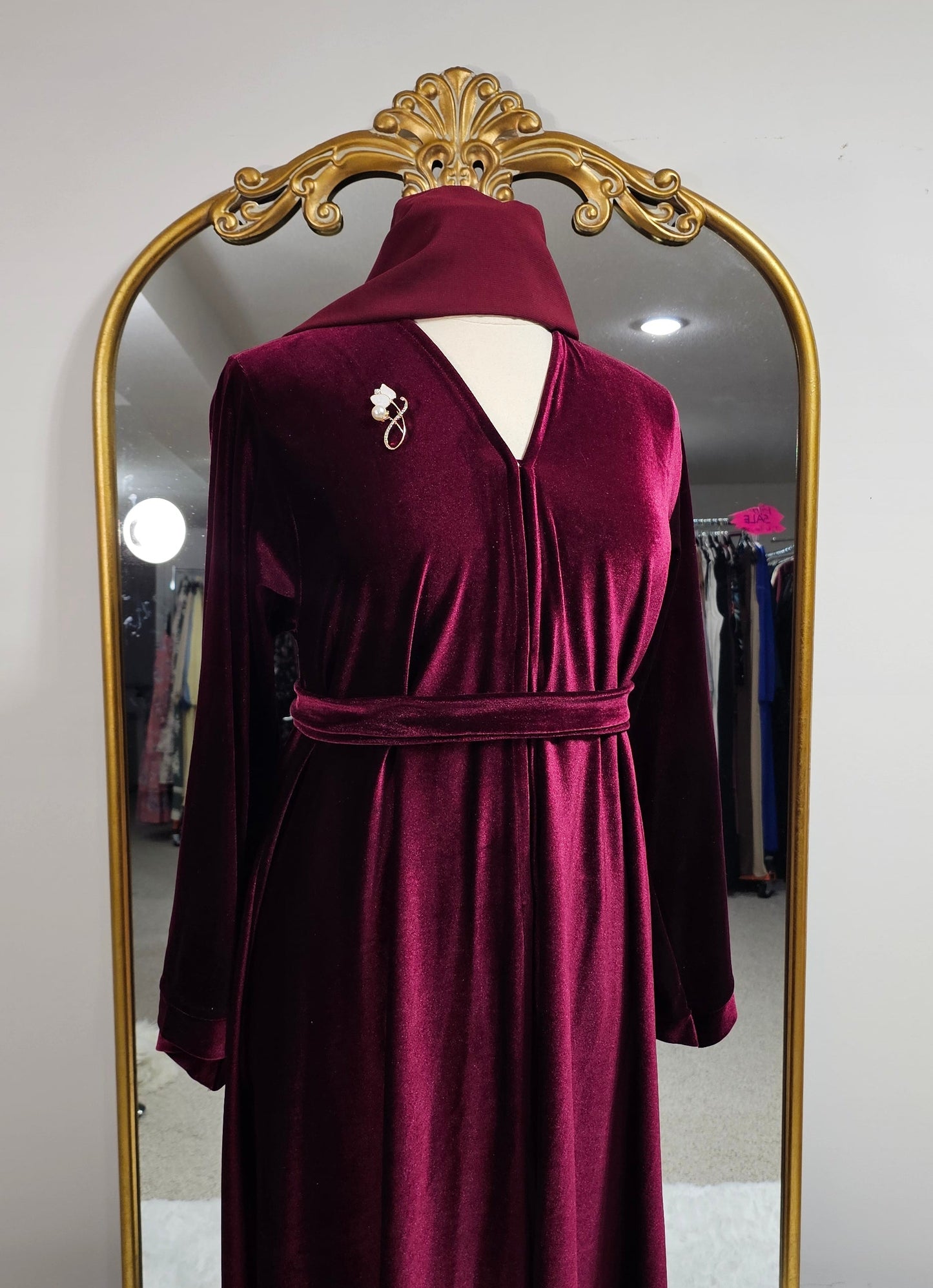 Royal Velvet Abaya- Royal Red