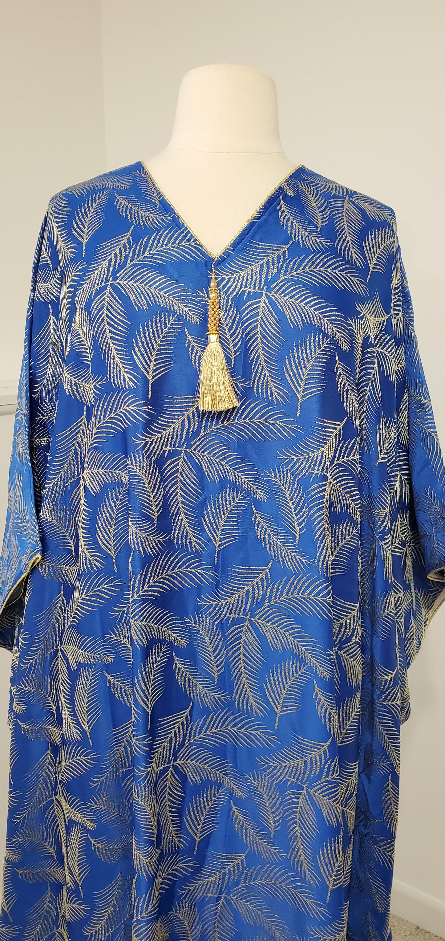 Gold Leaf Butterfly Kaftan - Royal Blue