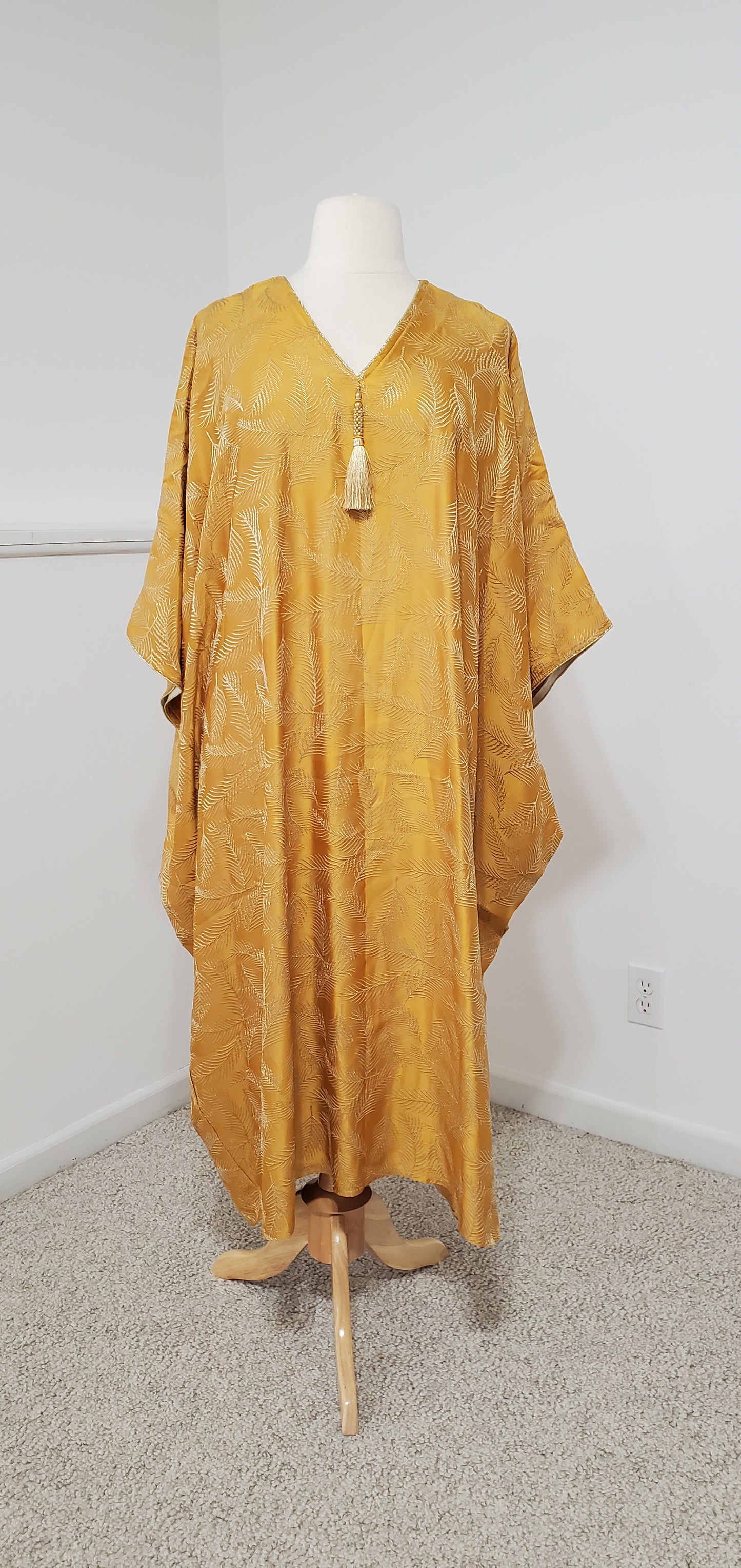 Gold Leaf Butterfly Kaftan - Yellow