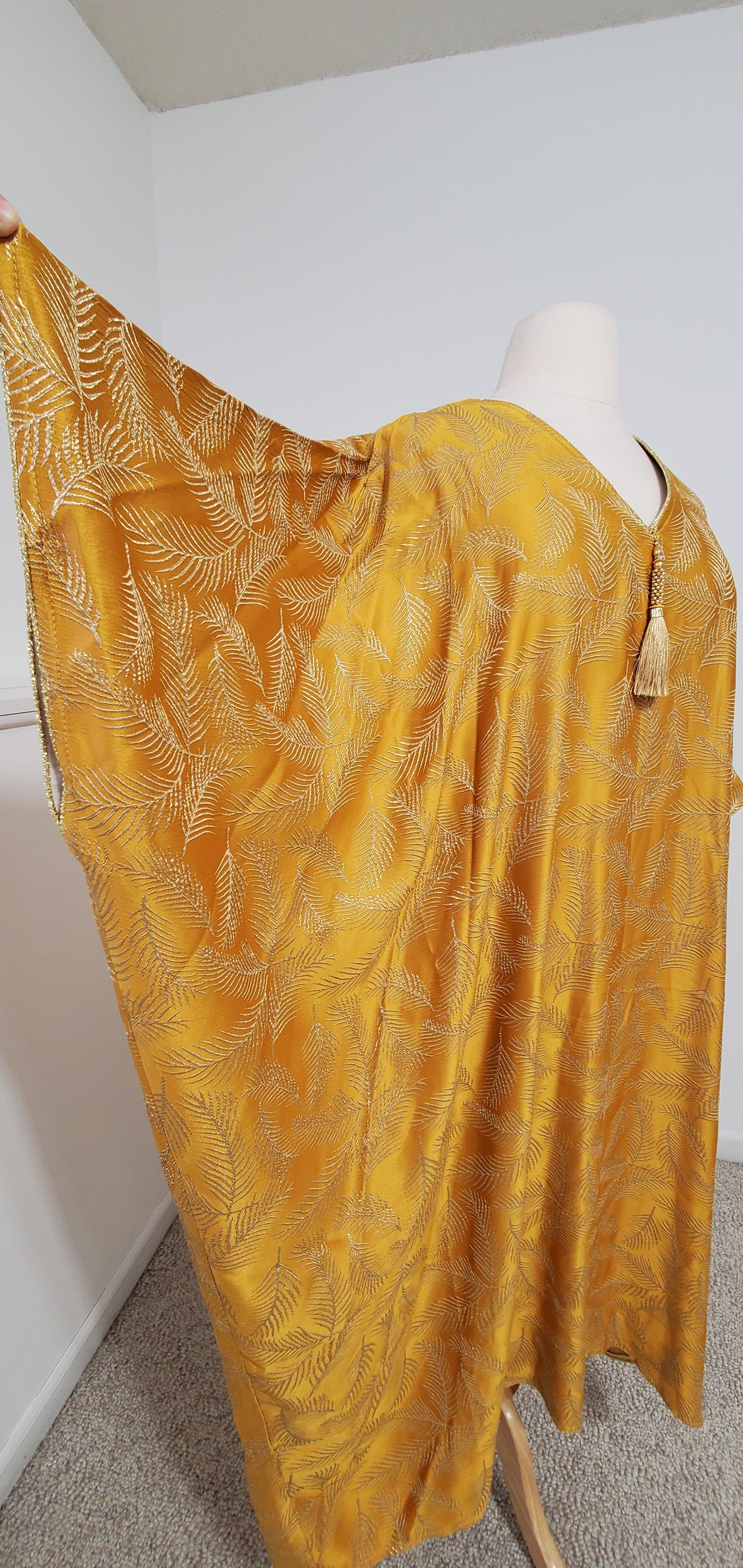 Gold Leaf Butterfly Kaftan - Yellow