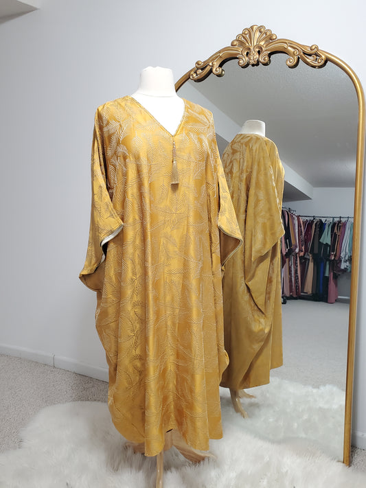 Gold Leaf Butterfly Kaftan - Yellow