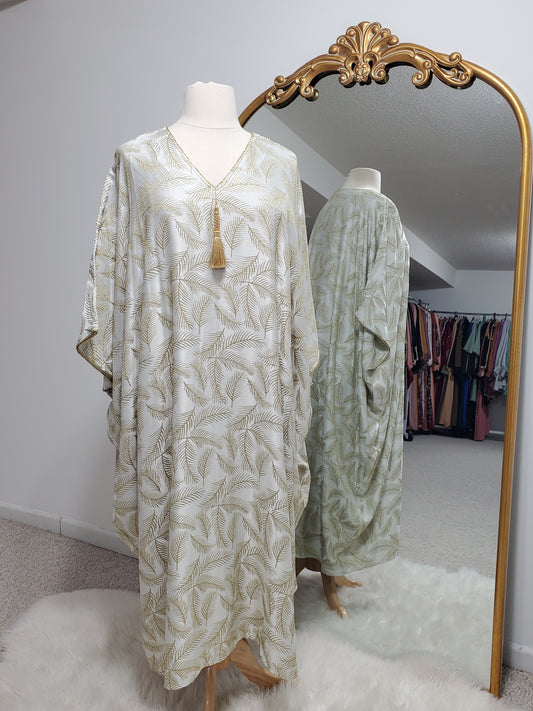 Gold Leaf Butterfly Kaftan - White