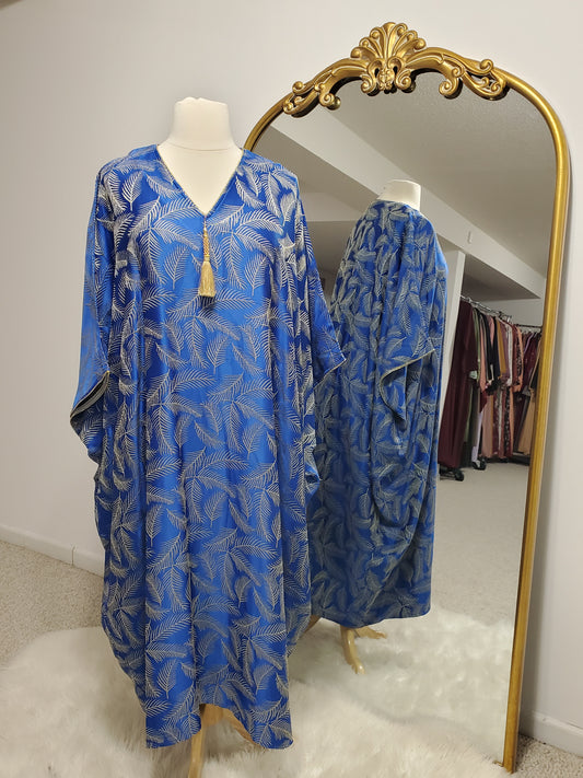 Gold Leaf Butterfly Kaftan - Royal Blue