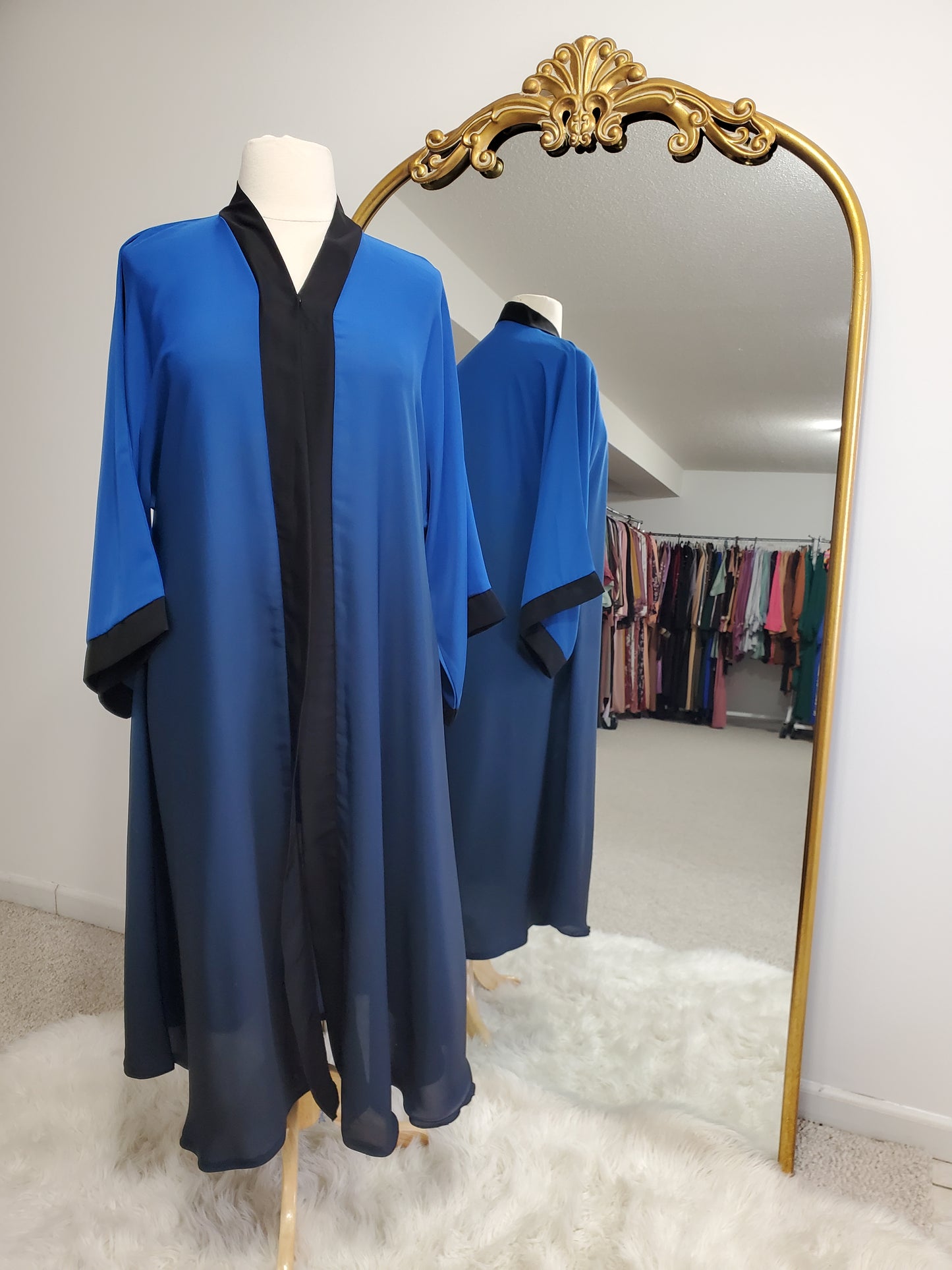 Ombre Kimono Open Front Abaya - Royal Blue