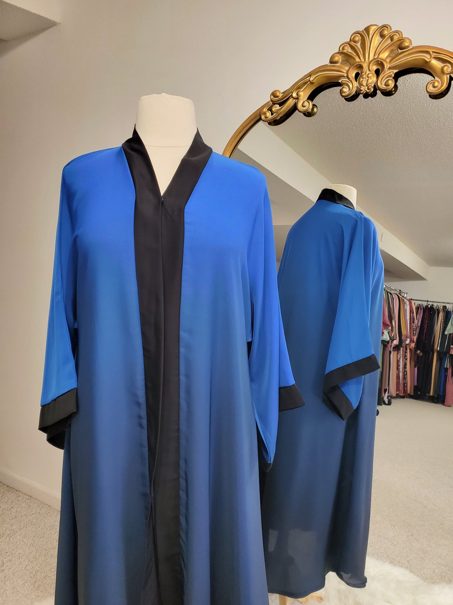 Ombre Kimono Open Front Abaya - Royal Blue