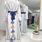 Damask Embroidered Thobe - Royal Blue
