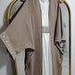 Kimono 3PC Embroidered Abaya - Beige