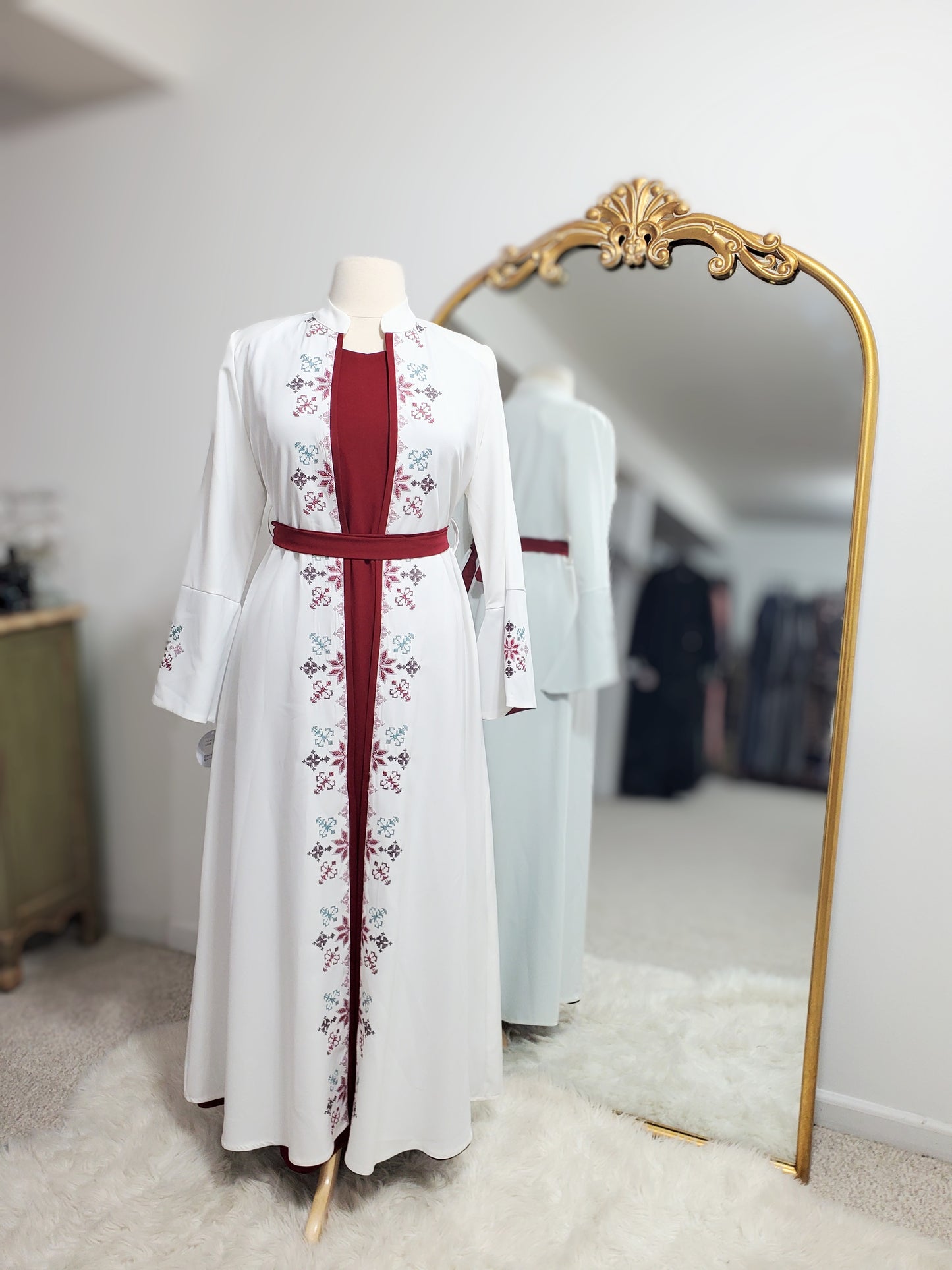 2PC Cross Stitch Ebroidered Abaya - (3 Colors)