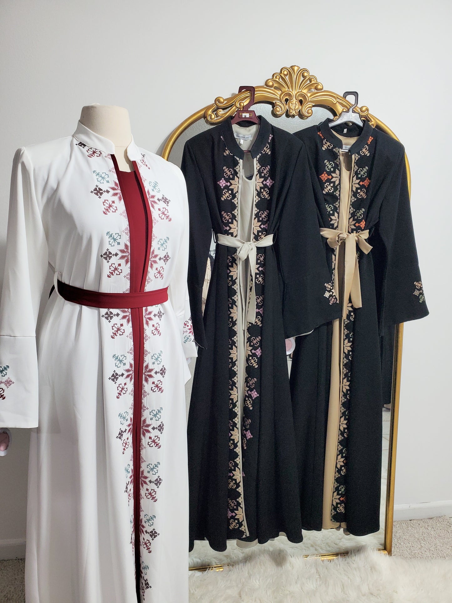 2PC Cross Stitch Ebroidered Abaya - (3 Colors)