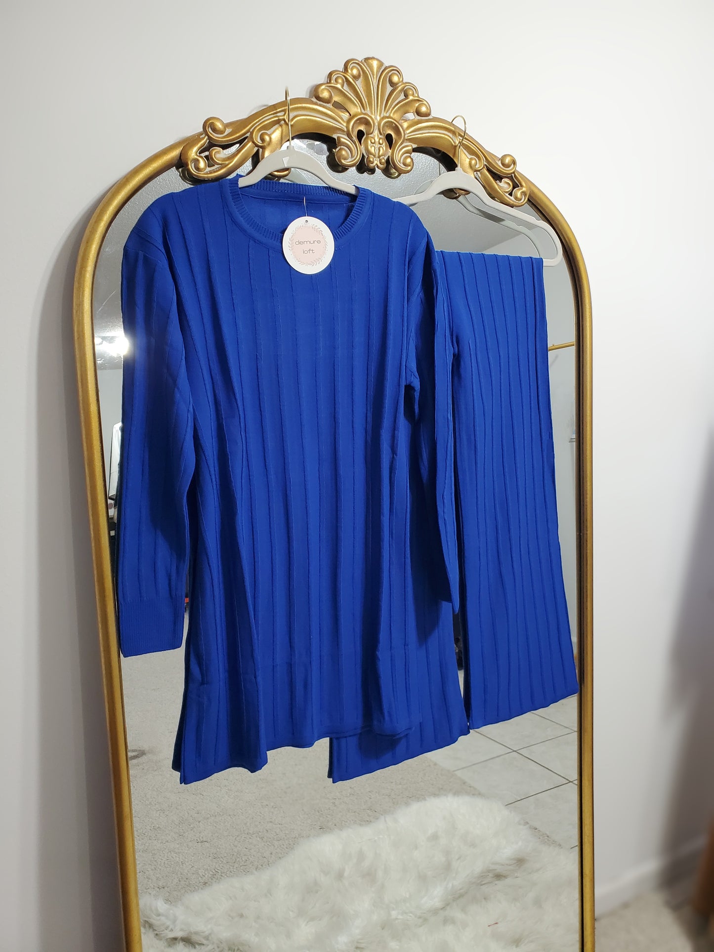 Ribbed knit 2PC Set - Royal Blue