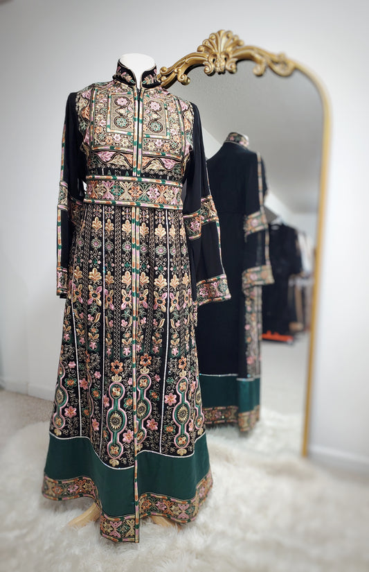 Traditional Thobe - (Black-Green)