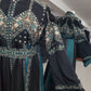 Satin Royal Thobe Gown -(Black & Green)