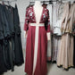Floral Embroidered Open Kimono Abaya - Maroon