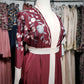 Floral Embroidered Open Kimono Abaya - Maroon