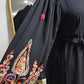 Embroidered Lantern Sleeves Black Dress