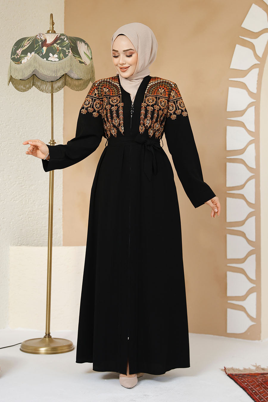 Lux Embroidered Abaya - Black