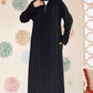 Wavy Crystal Abaya - Black