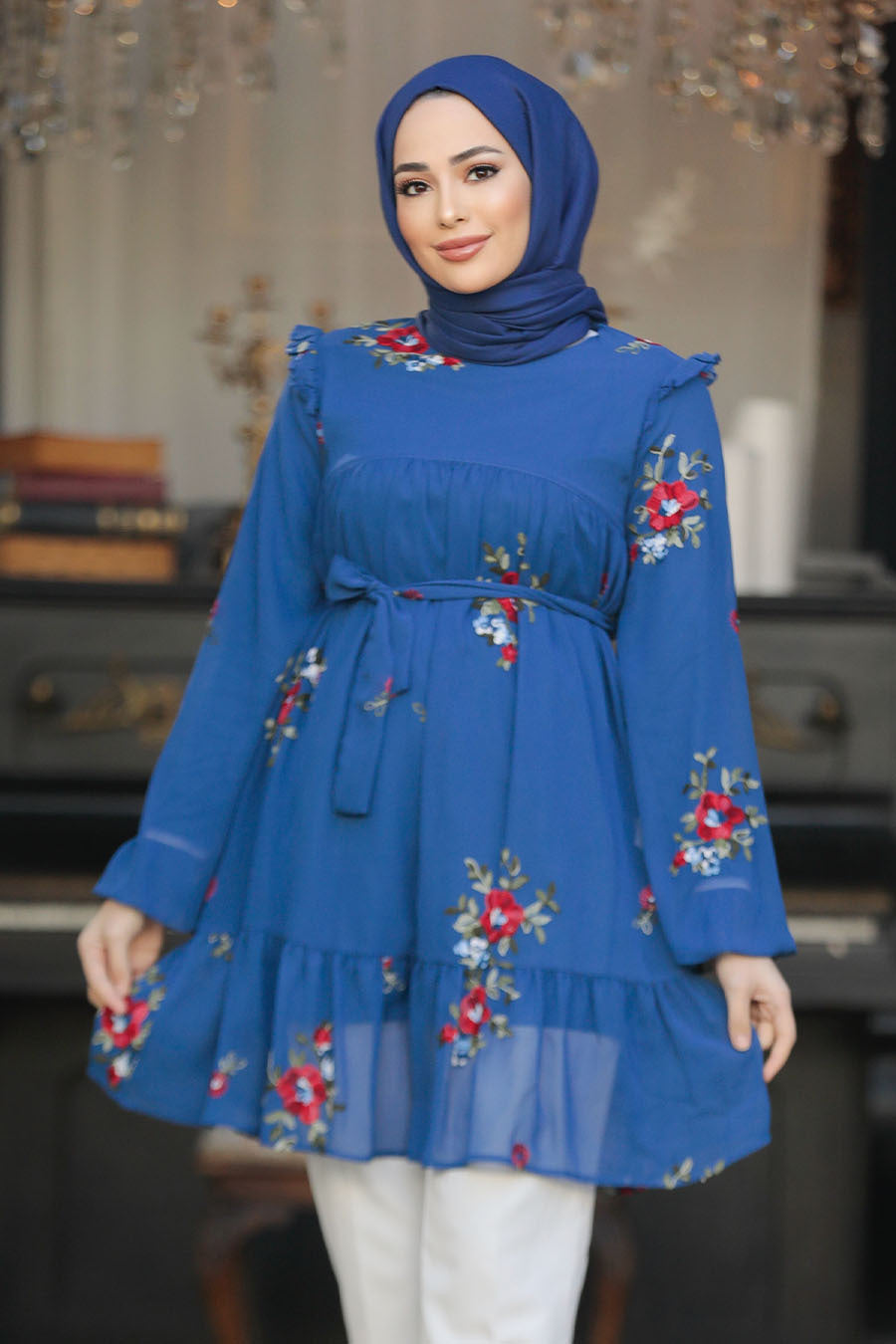 Embroidered Ruffle Tunic - (3 Colors)