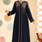 Star Embroidered Abaya - Navy Blue