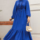 Ruffle Drawstring Maxi Dress - Royal Blue