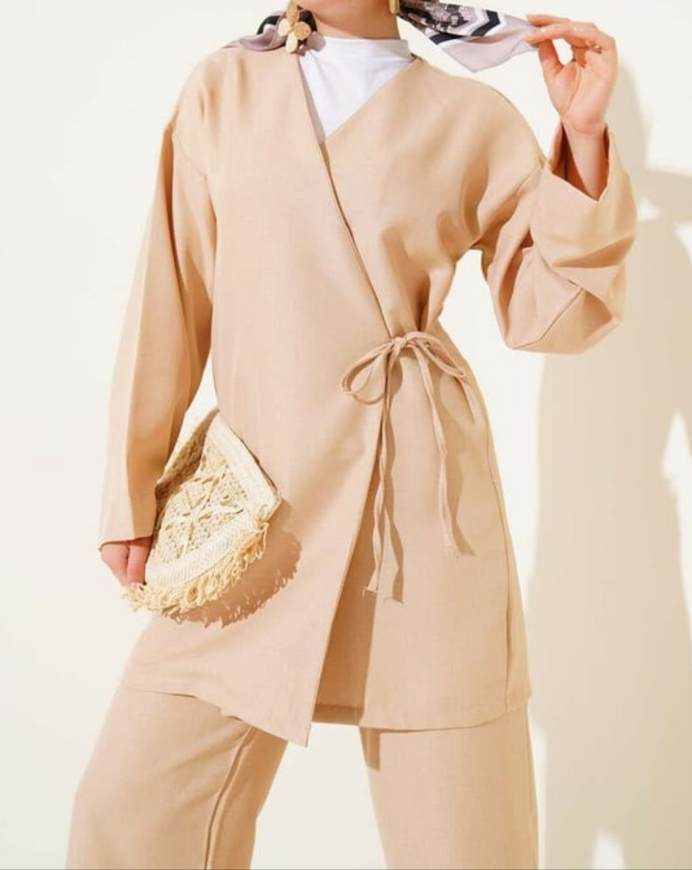 Wrap Side Tie 2pc Set - Beige