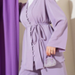 Gathered Sleeve Buttoned 2pc Set - Lavender