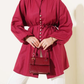 Crystal Button Shirt Tunic - Rich Red