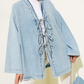Front Tie Denim Kimono - Light