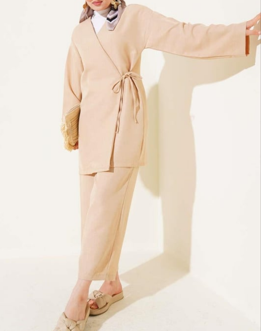 Wrap Side Tie 2pc Set - Beige