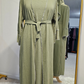 Crinkle Stitched 3 PC Abaya - Green