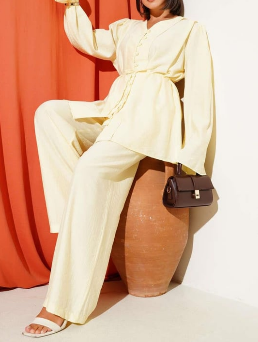 Button Detail 2pc Set - Butter Yellow